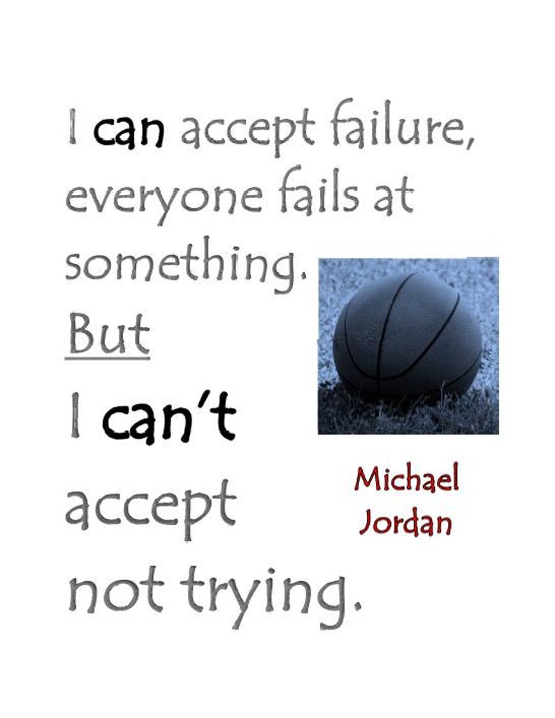 Quotable print Michael Jordan Always Try print for your sport enthusiast friend, or child, or spouse. image 4