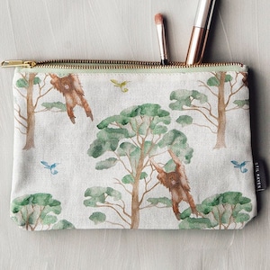 Monkey Print Cosmetic Bag, Safari Print Make Up Bag, Christmas Cosmetic Gift, Unisex Waterproof Cosmetic Pouch, Monkey Print Unisex Gift