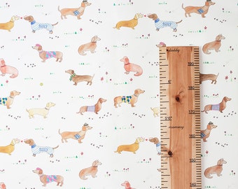 Sausage Dog Wallpaper A4 Sample, Animal Wallpaper, Sausage Dog Print, Animal Wallpaper, sausage dog wallpaper mural, wallpaper kids room