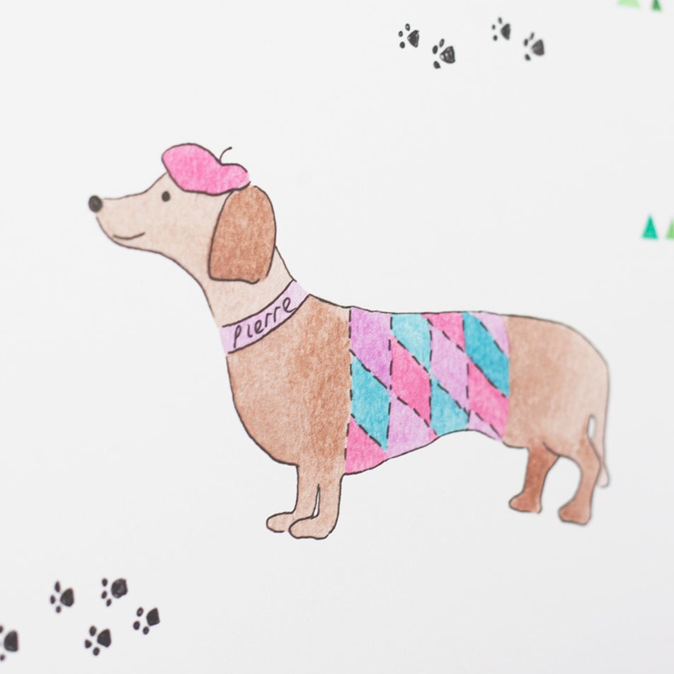 Sausage Dog Wallpaper A4 Sample Daschund Wallpaper Dog print Etsy