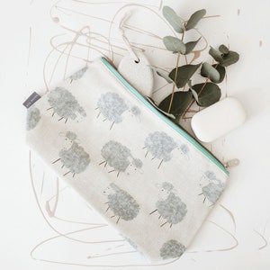 Hand-Painted Sheep Cosmetic Wash Bag – Waterproof Makeup & Travel Organizer – Cute British Gift, Available in Medium and Large by STILHAVEN