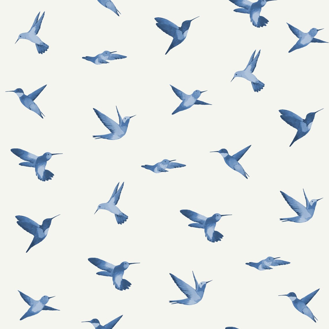 Blue Hummingbird Wallpaper, Bird Print Wallpaper, Nursery Decor