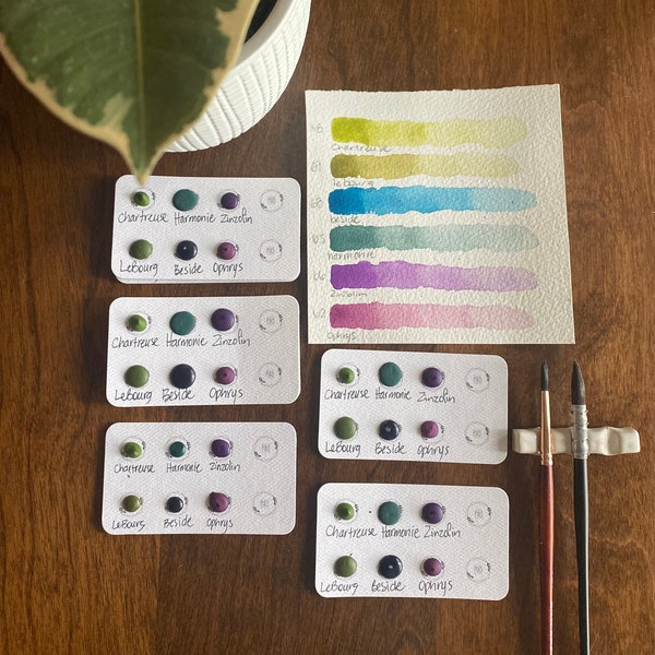 Dot Cards, Multi Samples. 6 colors. Handmade watercolor, handmade.