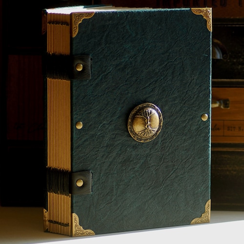 Grimoire vierge papier ciré de format A5 200 pages, très beau cadeau de Noël, grimoire arbre de vie plusieurs couleurs