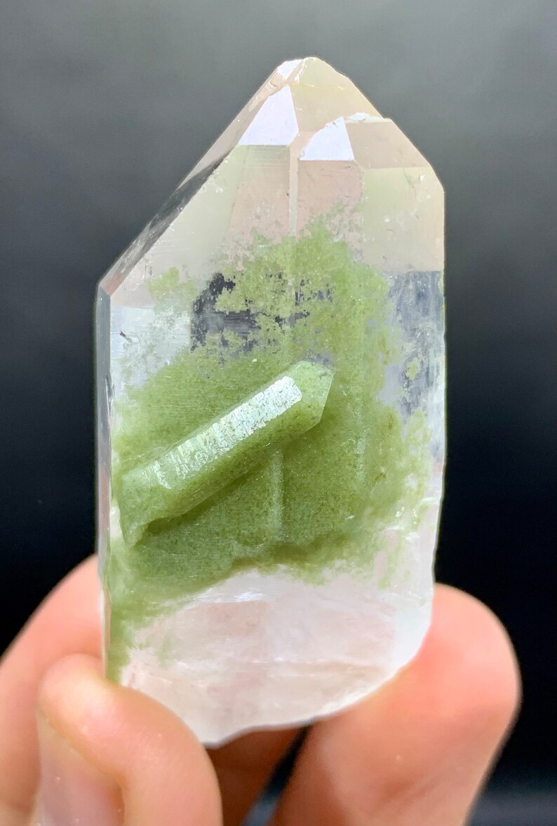 35 Grams Natural Chlorine Inclusion Quartz Crystal From Skardu Mine