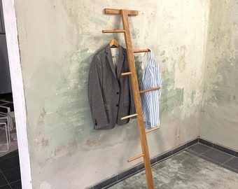 Handmade Wooden Clothes Ladder: Oak Towel Rack, Clothes Stand
