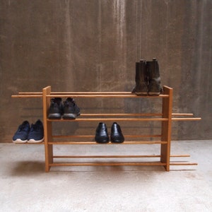 The Clean Lines Modern Shoe Rack, Shoe Stand, Schühregal, shoe shelf, shoe shelves, schühstander in Oak in Eiche, shoe storage, schühlager zdjęcie 1