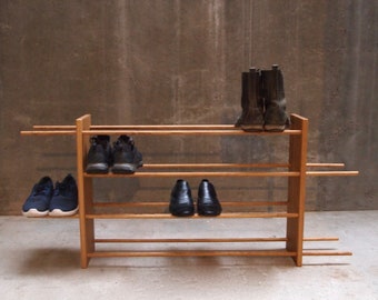 Modern Oak Shoe Rack: Handmade Minimalist Shoe Storage