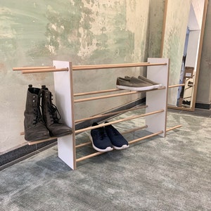 The Clean Lines Modern Shoe Rack, Shoe Stand, Schühregal, shoe shelf, shoe shelves, schühstander in Oak in Eiche, shoe storage, schühlager zdjęcie 5