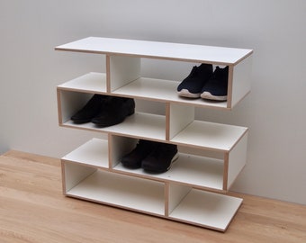 The ZIGZAG - Schuhregal Weiss, Schuhschrank, Schuhbank, étagère à chaussures, étagère à chaussures blanc, Schuhregal Holz, rangement à chaussures, Schuhregal Schmall