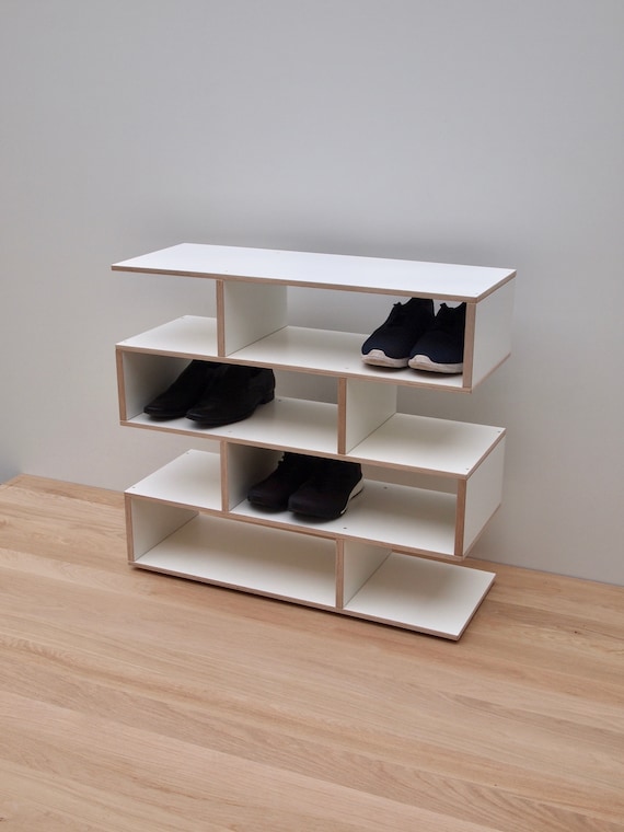 The ZIGZAG Schuhregal Weiss, Schuhschrank, Shoe Shelf, Shoe Storage, Etsy Shoe Holz, Schuhregal - Schmall Schuhbank, White, Rack Schuhregal