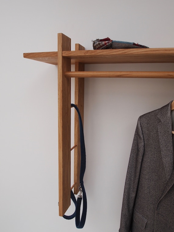 The Front Wall Hanging Coat Clothes Rack in Oak Wandgarderobe Aus Eiche Etsy