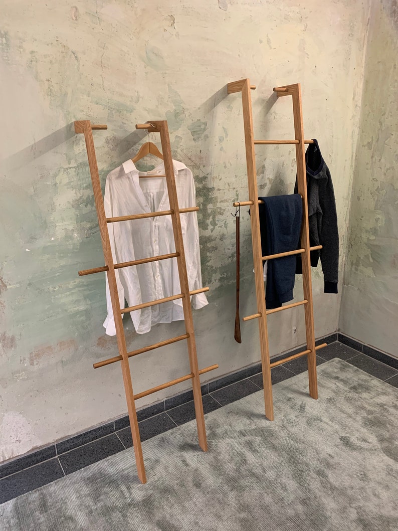 The TB.3.2 Kleiderleiter Clothes Ladder Holzleiter Handtuchhalter Stummer Diener Gifts for Him Kleiderständer 160/180cm image 2