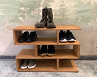 Le ZIGZAG - étagère à chaussures Schuhregal Eiche, étagère à chaussures, rangement à chaussures, Schuhregal Holz, en chêne