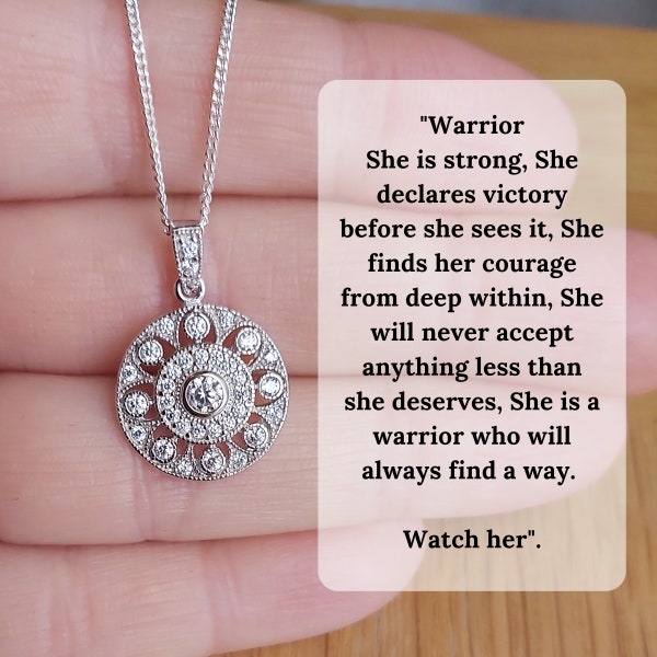 Warrior Mama Necklace - Sterling Silver Strong Mum, Push Present