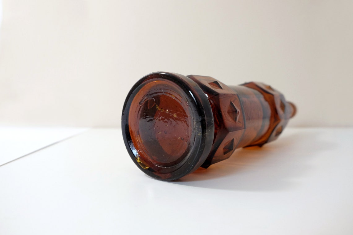 Brown Tainted Glass Bottle French Vintage Ornament Etsy