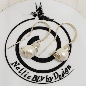 Handmade Sterling Silver Wrapped AAA Quality Freshwater Pearl Earrings with Handmade  Sterling Silver Ear Wires