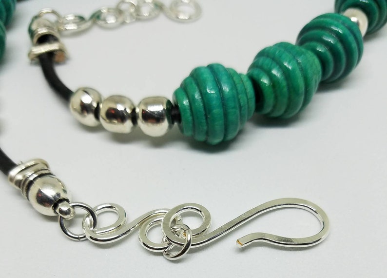 Turquoise is for Summer.... Retro Look Handmade Wooden Beehive Beads with Handcrafted Silver Links