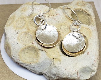 Moon and Sun Earrings in Sterling Silver and Gold Filled