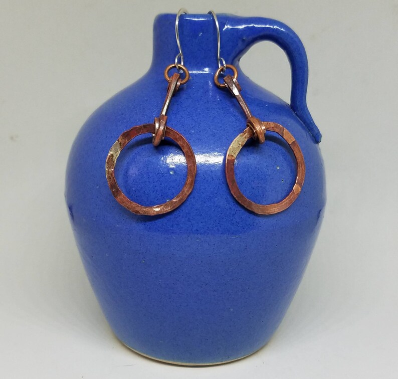 Hammered Flame Painted Copper Hinged Earrings Etsy