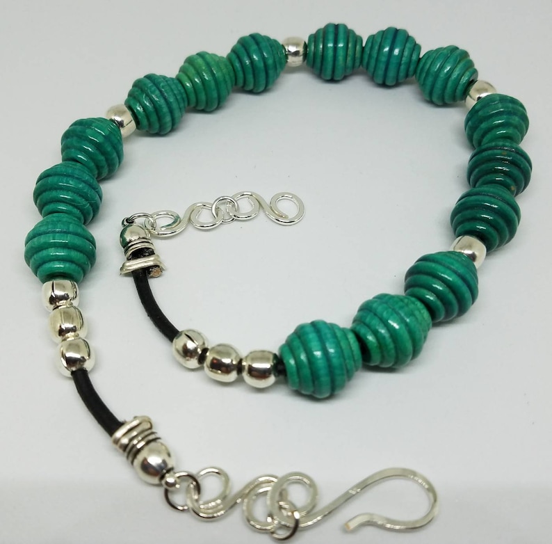 Turquoise is for Summer.... Retro Look Handmade Wooden Beehive Beads with Handcrafted Silver Links