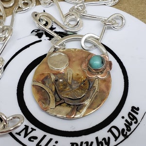 Greeting the Evening in the Marsh Handforged Silver, Brass and Copper Necklace