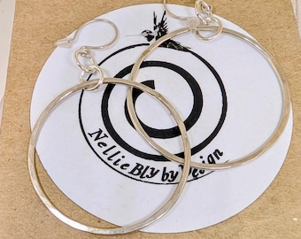 Artisan Created Sterling Silver Hammered Hoop Earrings