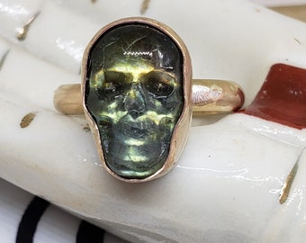 Skull Labradorite Ring