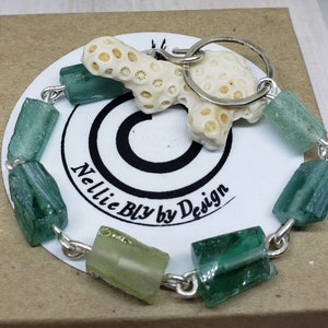 Ancient Roman Glass Beads with Handforged Sterling Silver Links Bracelet