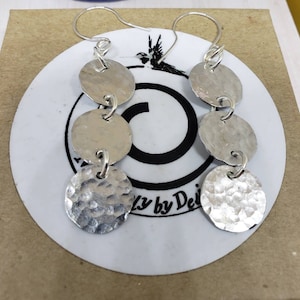 Hammered Aluminum Handmade Dangle Earrings with Handmade  Sterling Silver Ear Wires