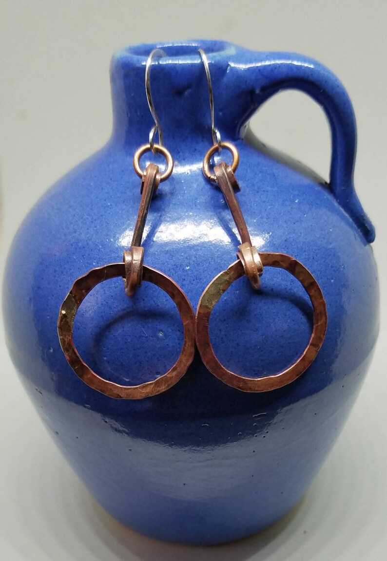 Hammered Flame Painted Copper Hinged Earrings Etsy