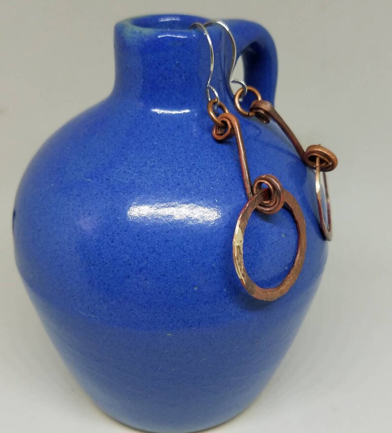 Hammered Flame Painted Copper Hinged Earrings Etsy