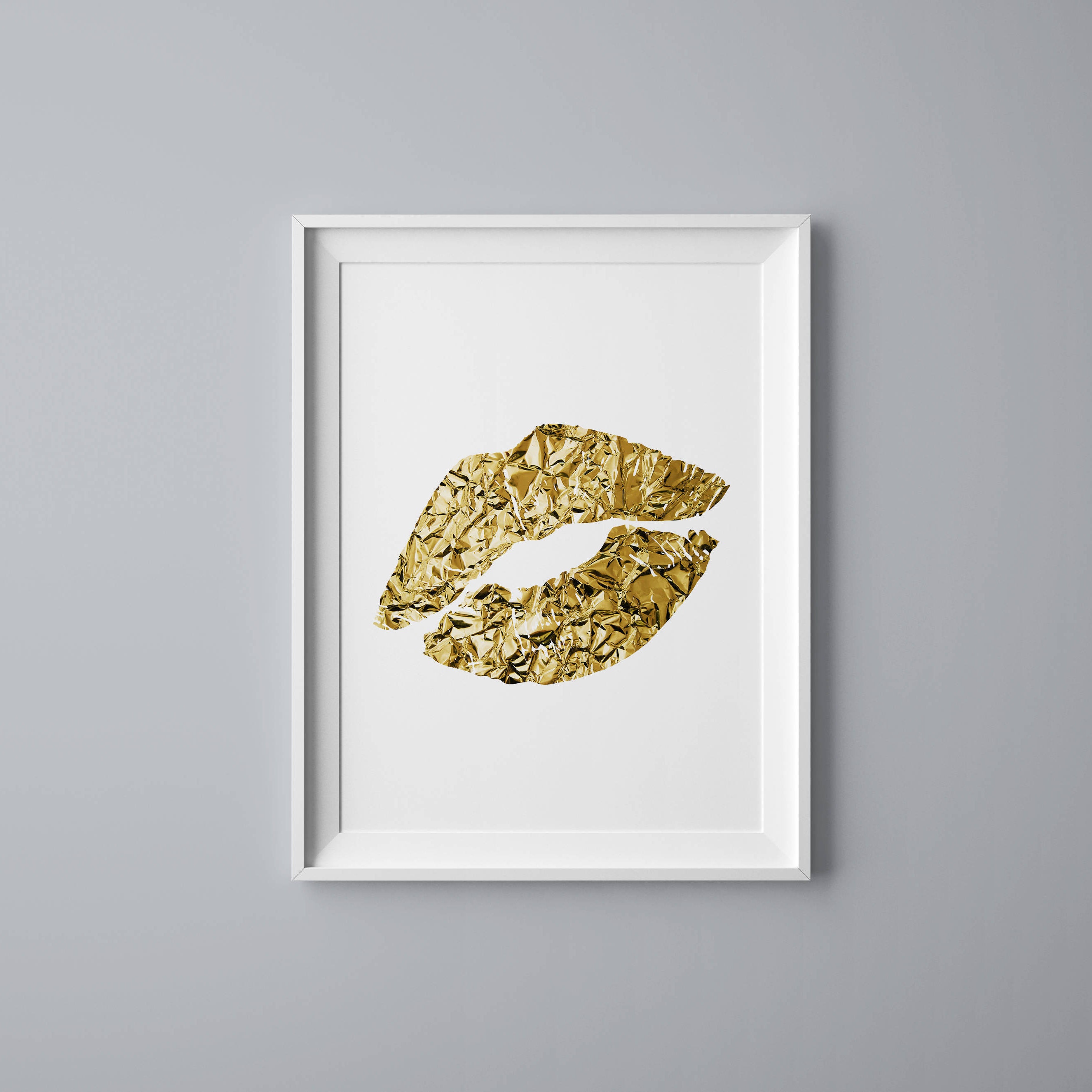 Kiss gold foil Glitter lips gold foil lips gold foil sign Etsy