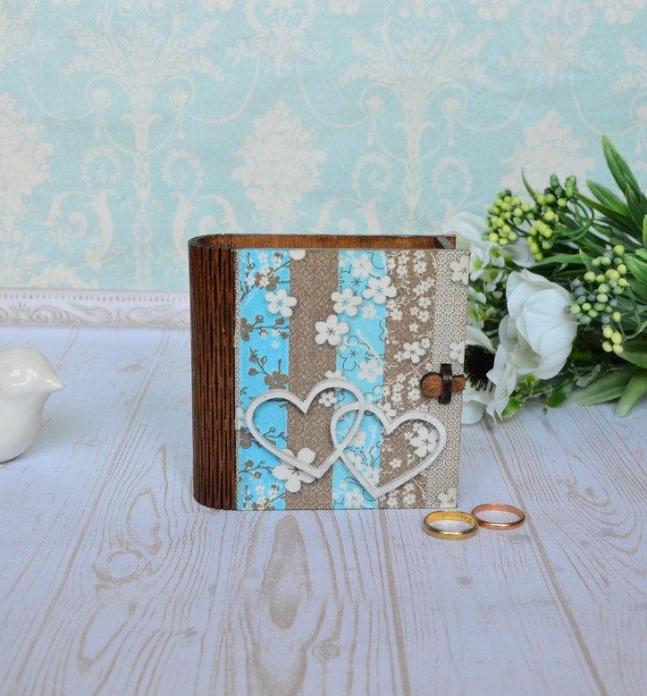 Wedding Ring Box Jewelry Box Ring Book Box Hearts Wood Ring Etsy