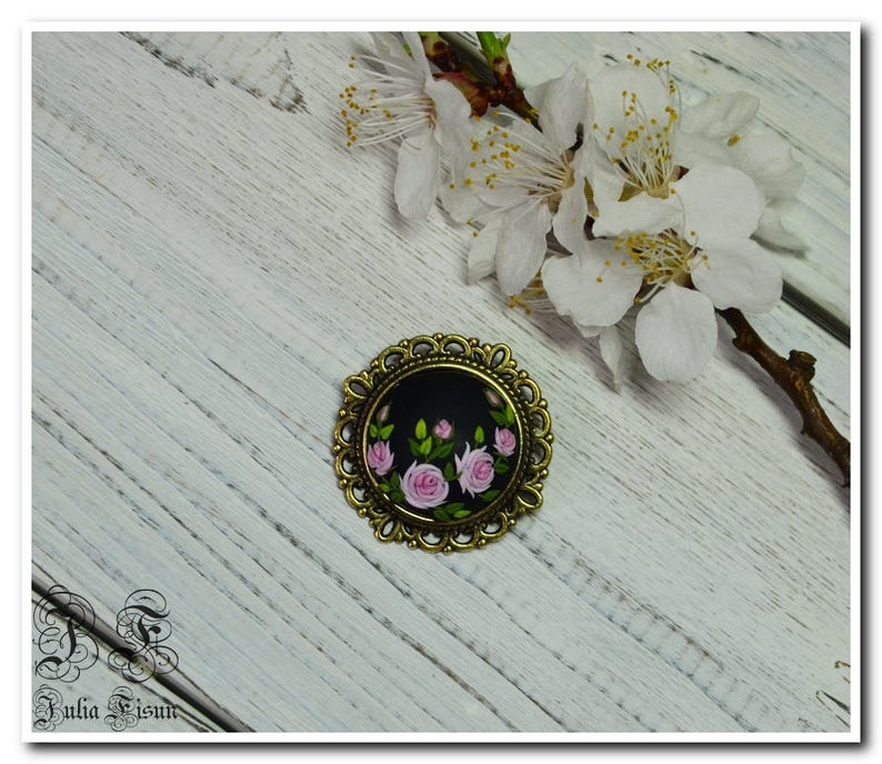 Pink Roses Women Brooch Roses Brooch Floral Brooch Women Etsy