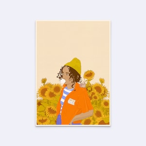 Kunstdruck "I'm still here" - Poster mental health - Illustration Gefühle - Plakat Sonnenblumen - Kunstdruck Depression - D-A5/A4/A3-120