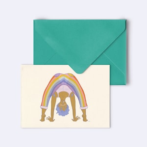 Grußkarte "Regenbogen" - queer joy Karte - Postkarte Regenbogen - feministische Karte - Postkarte mit grünem Umschlag - PK-A6-137