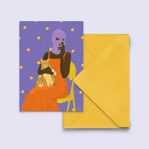 Cartão comemorativo "dia da foto" - cartão postal feminista - cartão de amor balaclava - cartão postal com envelope amarelo - PK-A6-133