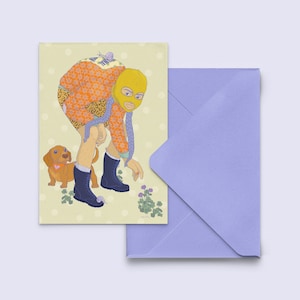 Wenskaart "happy kleine momenten" - feministische ansichtkaart - zelfliefde wenskaart - natuurkaart - met korenbloemblauwe envelop - PK-A6-156