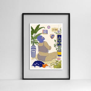 Art print "riots not diets" - feminist print - balaclava poster - queer art - self-love poster - fat liberation art print - D-A5/A4/A3-150 image 2