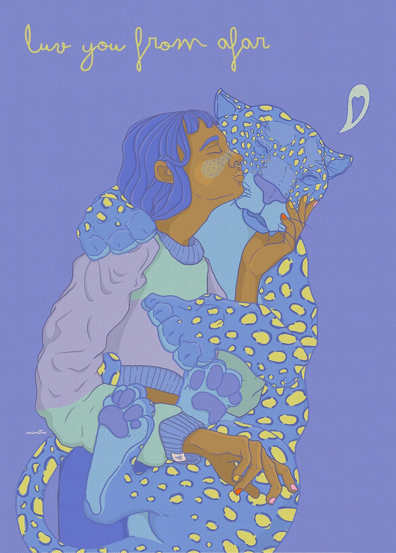 Greeting Card love You From Afar Purple Postcard - Etsy