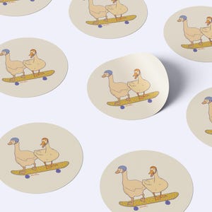 Sticker "skating around" -  lustiger Aufkleber - Enten sticker - Aufkleber Gans - skate duck sticker - vegane Sticker - S-R-111