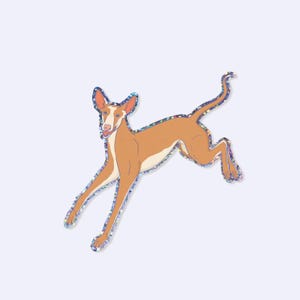 Sticker "happy doggo" -  Hunde Aufkleber - lustiger Podenco Sticker - Podi Sticker - glitzernd - S-KS-G-101
