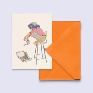 Grußkarte "pizzaplant" - Karte Pizza - Postkarte Wachstum - Postkarte mit orangem Umschlag - PK-A6-136