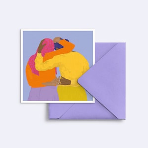Minikunstdruck / Große quadratische Grußkarte "Together we rise" - Karte Freundschaft & Solidarität - kornblumenblauer Umschlag - PK-A5s-116
