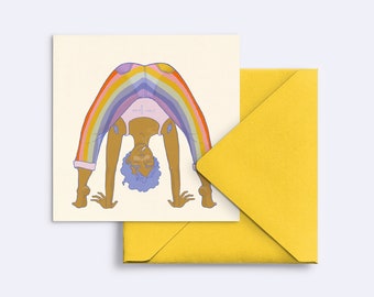 mini print / big square greeting card "rainbow", special edition, with envelope in yellow