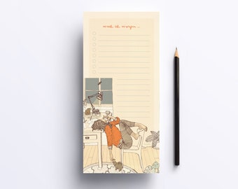 Notepad, to-do list "I'll do it tomorrow" - shopping list - block - note pad - DIN long - illustrated notepad