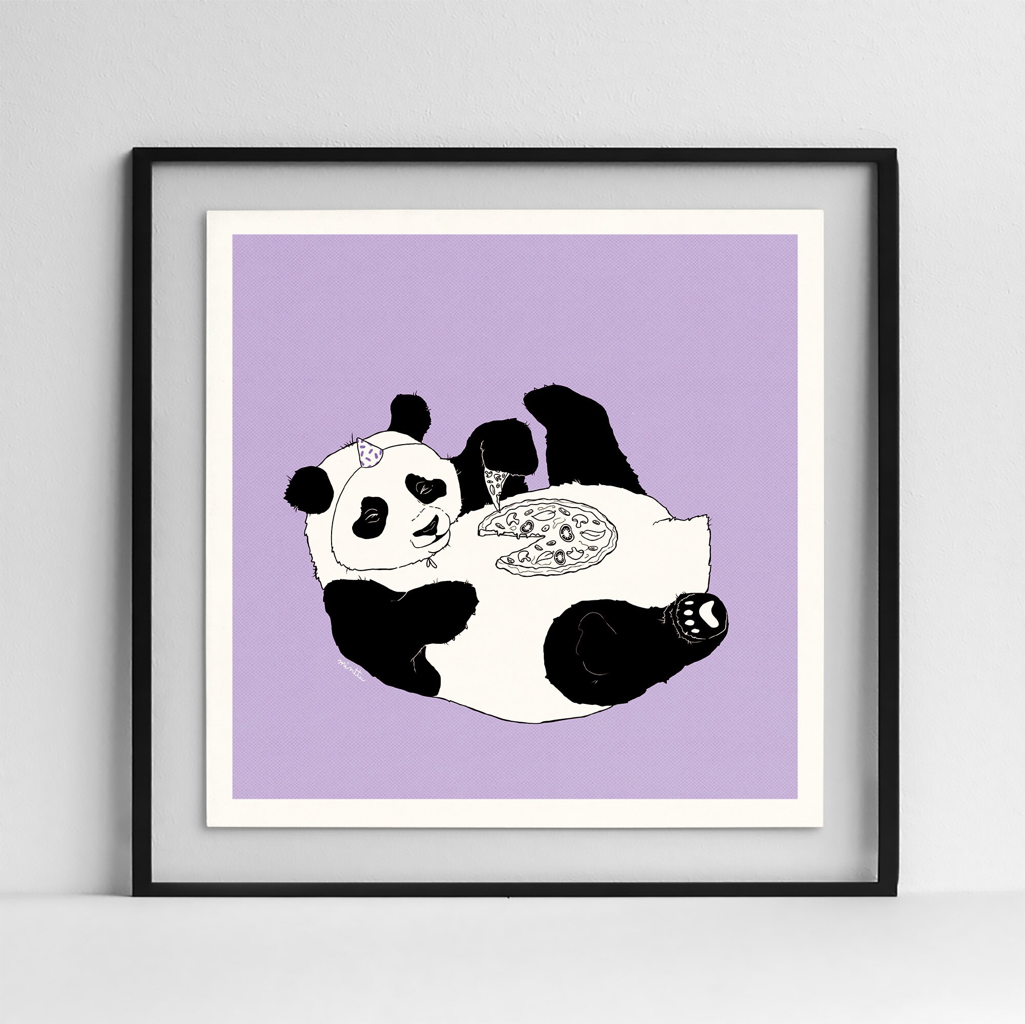 Biglietto d'auguri quadrato con panda acquerello, 145 x 145 mm
