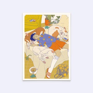 Kunstdruck "resting is productive" - feministisches Poster - Entspannung print - Podenco Illustration - Plakat Auszeit - D-A5/A4/A3-152