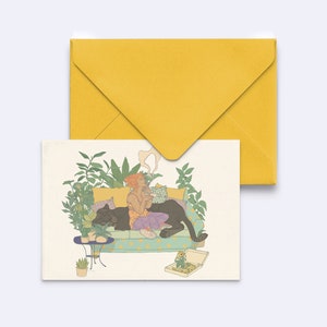 Grußkarte "enjoy yourself, again", Postkarte mit gelbem Umschlag - Karte selfcare - Postkarte zu Hause - PK-A6-112
